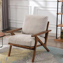 Wahson Mid Century Armchair, Accent Armchair, with Wood Frame and Canvas Cushions, Leisure Slipper Chair for Living Room/Bedroom, Beige by CozyNest Decor