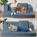 Folding Bean Bag Chair for Adults,3-in-1 Bean Bag Couch Faux Fur Floor Sofa Large Beanbag Convertible Bean Bag Sofa Bed with Pillow in Bedroom,Living Room,Apartment(Queen,Gray) by CozyNest Decor