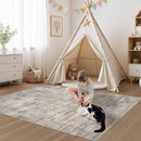 Area Rug for Living Room: 4x6 Washable Neutral Abstract Modern Soft Rugs Non Slip Indoor Floor Stain Resistant Carpet for Bedroom Dining Room Office Nursery - Brown by TinyTreasures Baby Boutique