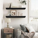 24"x6.8"x1.6" Slanted Floating Wall Shelves 2-Pack - Rustic Black Finish, Heavy-Duty Solid Wood Design with Hidden Brackets - Perfect for Living Room, Kitchen, Bathroom, or Office by CozyNest Decor