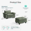 LINSY HOME Sofa Chair with Movable Ottoman - Corduroy Cloud Couch Chair Soft Comfy Modern Sofa Chaise Single Sleeper Chair Bed for Living Room Apartment Office, Green by CozyNest Decor