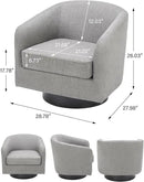 Swivel Barrel Accent Chair, Modern Round Linen Arm Chair for Living Room, Bedroom, Comfy Club Reading Chairs for Adults（Linen Fabric, Light Grey, Set of 1 by CozyNest Decor