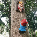Climbing Gnomes Tree Faces Decor Outdoor for Yard, Adorable Gnome Elf Out Hugger Fairy Door Statue for Tree, Funny Garden Gnome Peeker Sculpture Yard Patio Art by CozyNest Decor