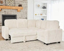 Belffin Plush Corduroy Modular Sectional Sofa with Pull Out Bed Convertible Small Sectional Corner Couch for Living Room White Couch by CozyNest Decor