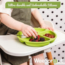 WeeSprout Silicone Divided Plates (With Lids), 100% Food Grade Silicone Divided Plates for Toddlers & Kids, Dishwasher & Microwave Safe by TinyTreasures Baby Boutique