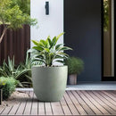 Kante 18 Inch Dia Round Concrete Planter, Indoor Outdoor Large Plant Pot with Drainage Hole and Rubber Plug for Home Patio Garden, Mint Green by GreenHaven Gardens