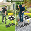 Lawn Leveling Rake-32"x10" Heavy Duty Leveler Reinforced Landscape Tool, Steel Golf Rake with Serrated Edge & Smooth Plate for Level Soil Compost Sand Grass Dirt Yard Garden 6.5FT Adjustable Handle by GreenHaven Gardens