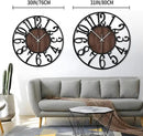 LEIKE 32" Oversized Large Wall Clocks,Silent,Non Ticking,Battery Operated Modern Round Big Wood Decorative Metal Wall Clock for Living Room, Bedroom,Kitchen,Farmhouse,Office Decor - Black,32 Inch by CozyNest Decor
