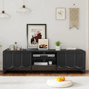 ORRD 63'' TV Stand, Modern TV Console Table Wave Panel Television Stands Entertainment Media Center with Storage Compartment and Sliding Door for Living Room (Black) by CozyNest Decor
