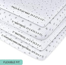 Ely's & Co. Patent Pending Waterproof Pack n Play│Mini Crib Sheet 2-Pack Set for Baby Boy or Baby Girl - 100% Combed Jersey Knit Cotton Sheets with Eco-Friendly Waterproof Lining — Grey Stars by TinyTreasures Baby Boutique