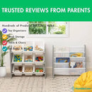 Humble Crew 9-Bin Toy Organizer – Inspire Grey with White Plastic Bins, 3-Tier Storage Solution for Kids' Playrooms and Nurseries by CozyNest Decor