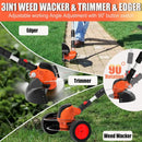 Electric Weed Wacker Eater Cordless Battery Powered, Weed Trimmer 4.0Ah Lightweight No-String with 2 Battery Operated & Wheels, 3 in 1 Stringless Grass Trimmer/Edger/Brush Cutter for Garden Yard Lawn by GreenHaven Gardens