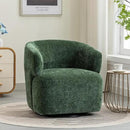 Swivel Accent Chair, Chenille Barrel Chair for Living Room, Cozy Round Boucle Arm Chair, Metal Base for Club Nursery Bedroom, Green by CozyNest Decor