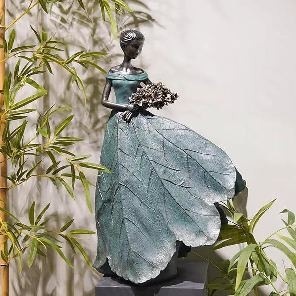 Guichifun Fairy Statue Collection Home Decoration - 22IN Leaf Angel Girls Resin Large Home Decor for Outside or Inside Rustic Garden Outdoor Yard Fantasy Figurines Gift 13.75 x 8.75 x 22 Inch