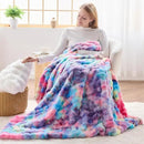 NEWCOSPLAY Faux Fur Twin Blanket Dark Rainbow Luxury Fluffy Thick Warm Bubble Blanket for Couch Sofa Bed 700GSM (Dark Rainbow, Twin(60"x80")) by CozyNest Decor