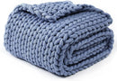 YnM Chunky Throw Blanket, Medium-Weight, Hand Knitted, Skin Friendly, Ventilated and Breathable, Machine Washable, Home Décor Piece for Couch, Sofa and Bed (Cerulean Blue, 40x50 Inch) by CozyNest Decor