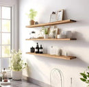 Wood Floating Shelves for Wall Decor, Rustic Wall Shelves for Bedroom Bathroom Kitchen Living Room, Set of 4 Light Walnut 48 Inch by CozyNest Decor