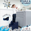 AMBIRD Wooden Step Stool, Two Step Stools Toddler 300 lbs Capacity with Safety Non-Slip Pads and Handles, Bamboo Step Stool for Bathroom, Kitchen Dual Height Step Stools for Kids (Navy Blue) by TinyTreasures Baby Boutique