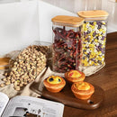 56oz Rectangle Airtight Glass Storage Containers with Bamboo Lids (Set of 4), Square Food Storage Jar, Pantry Organizers for Oats, Cereal, Pasta and Coffee beans (‎with Black Lable) by CozyNest Decor