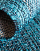 Unique Loom Outdoor Border Collection Area Rug - Soft Border (13' Round, Teal/ Ivory) by GreenHaven Gardens