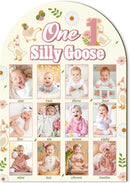 R HORSE My First Year Photo Frame Board, 3D One Silly Goose Birthday Decorations Display Wood Board, Baby First Year Picture Frame 12 Months Milestone 1st Birthday Nursery Decor Gift for Boy Girl by TinyTreasures Baby Boutique