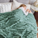 NEWCOSPLAY Faux Fur Twin Blanket New Sage Green 3D Ribbed Plush Thick Warm Blanket for Couch Sofa Bed 850GSM (New Sage Green Ribbed, Twin(60"x80")) by CozyNest Decor