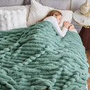 NEWCOSPLAY Faux Fur Throw Blanket New Sage Green 3D Ribbed Plush Thick Warm Blanket for Couch Sofa Bed 850GSM (New Sage Green Ribbed, Throw(50"x60")) by CozyNest Decor