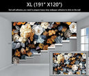 WFBHUA-Black and Gold Floral Wallpaper for Bedroom Vintage Blue Peony Flower Wall Mural (Not Peel and Stick) by CozyNest Decor