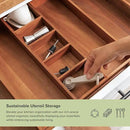 Adjustable Kitchen Drawer Organizer for Utensils and Junk, Food-Safe Contract Grade with 100% Sustainable Wood, Non-Slip, Expandable from 16" to 28" Wide - Natural Acacia by CozyNest Decor