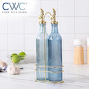 COOK WITH COLOR Glass Olive Oil Bottle Dispenser - 2 Pack- 17oz Oil and Vinegar Cruet - Olive Oil Carafe Decanter for Kitchen by CozyNest Decor