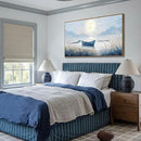 amatop Oversized Framed Coastal Wall Art for Living Room Blue Boat Moon Sea Picture Landscape Canvas Print Calming Night Ocean Lake Scene Large Artwork Nautical Bedroom Office Wall Decor 58x29 In by CozyNest Decor