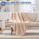 Sealy Electric Blanket Throw Size 50"*60",Super Cozy Flannel to Sherpa Reversible Heated Blanket Throw with 6 Heating Levels & 2-10 Hours Auto Off Overheating Protection Machine Washable,Beige by CozyNest Decor
