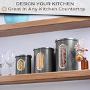 Moss & Stone 3-Piece Gray Canisters Sets For The Kitchen, Airtight Canister Set With See Through Window, Storage Jars for Coffee Container, Tea Organizer & Sugar Canister, Gray Kitchen Canisters