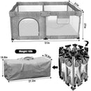 Foldable Baby Playpen with Gate, Extra Large Collapsible Play Yard for Babies & Toddlers, Portable Travel Play Pen with Fence, Safe Activity Center for Indoor & Outdoor Use (51"×51" Grey) by TinyTreasures Baby Boutique