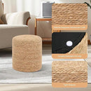 16'' Round Ottoman Natural Seagrass Braided Poof Hand Weaving Round Ottomans Boho Footrest Stool for Home Living Room Bedroom Patio(Natural) by CozyNest Decor