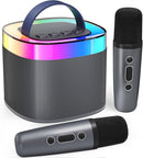 YLL Karaoke Machine for Adults Kids, Portable Bluetooth Karokee Speaker with 2 Wireless Microphones, Singing Karaoke Machine Built-in LED Lights for Birthday Gifts, Family Home Party(Space Gray) by TinyTreasures Baby Boutique