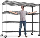 REIBII 75.6" H Storage Shelves Wire Shelving Unit with Wheels 2500LBS Garage Shelving Heavy Duty Metal Shelves for Storage Rack Adjustable Pantry Shelf Commercial Shelving, 75.6" H X 55.5''W X 24" D by CozyNest Decor