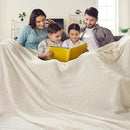 PHF 100% Cotton Waffle Blanket Oversized King 120"x120", Lightweight Breathable Extra Large 10'x10' Summer Blankets for Bed, Giant Big Luxury Aesthetic Woven Bedding for Home Decor, Ivory by CozyNest Decor