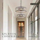 16” 4-Light Modern Crystal Chandeliers Black Dinning Room Light Fixture, Round Pendant Light Kitchen Island Chandelier, Flush Mount Ceiling Light for Living Room Entryway Bedroom Foyer by CozyNest Decor