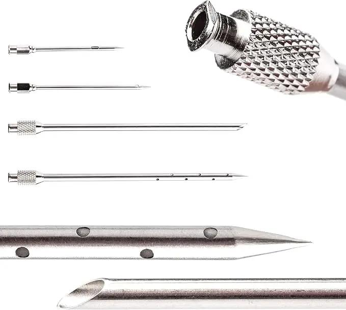 Meat Injector Marinade Gun Stainless Steel Outdoor Kit Flavor Food Syringes & 4 Marinades Needles for BBQ Grill Smoker Injectors Professional Syringe Held Culinary Barbecue Tool (Blue), photo 2 of 7