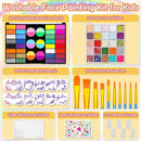 Professional 69 Colors Face Painting Kit for Kids – Washable Skin Watercolor Non-Toxic Body Paint Face Glitter Makeup Palette with Stencils, Gems, Brushes– for Kids Party Cosplay Halloween FX by TinyTreasures Baby Boutique