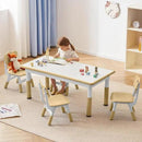 Kids Study Table and Chairs Set, Height Adjustable Toddler Table and Chair Set for Kids Ages 3-8, Graffiti Desktop (Light Brown) by CozyNest Decor