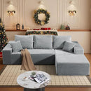 HYJT-H&K Modular Sectional Sofa Cloud Secttional Couch, 107" Comfy L Shaped Couches for Living Room, Deep Seat Memory Foam Fluffy Plush Corduroy Boneless Couch Sectionals Right Facing Sofa Chaise Grey by CozyNest Decor