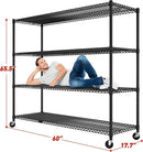 REIBII 60''W Storage Shelves 2399LBS Metal Shelving Unit with Wheels & Feet, 4 Tier Garage Shelving Heavy Duty Adjustable Wire Shelf for Pantry Kitchen Garage, 60" W x 18" D x 65.5" H, 2 Pack by CozyNest Decor