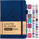 Legend Planner Daily for 3 Months – Undated Monthly Weekly & Daily Planner to Hit Goals. Organizer & Productivity Journal, A5 (Mystic Blue) by TinyTreasures Baby Boutique
