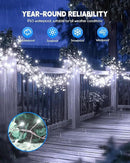 Brightown Solar String Lights for Outside, 2 Packs Total 39.2Ft 480 LED Solar Fairy Lights for Outdoor Waterproof, Firecracker Twinkle Lights with 8 Modes for Patio Party Garden Yard Home, Pure White by GreenHaven Gardens