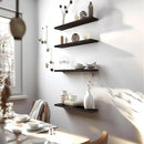 24 Inch Floating Shelves for Wall Rustic Brown Wood Wall Shelves for Bedroom Set of 4 by CozyNest Decor