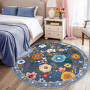 Floral 8ft Area Rug Machine Washable Soft Print Boho Carpet Non Slip Doormat Low Pile Flower Area Rugs for Living Room Bedroom Nursery Kitchen Dining Room Indoor-Blue/Grey by TinyTreasures Baby Boutique