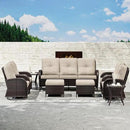 Joyside 9 Piece Patio Furniture Set, Outdoor Wicker Conversation Sets with Swivel Rocker Chairs and Sofa, Thick Cushion, Rattan Patio Sectional for Porch, Deck Use (Brown/Beige, 9 PCS) by GreenHaven Gardens