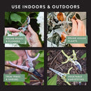 Modern Sprout Hand Pruners - Lightweight Pruning Shears W/Easy Lock- Gardening Scissors - Bypass Sharp Carbon Steel Blade - Rust Resistant - Garden Tools - Reusable Holster - Sage by GreenHaven Gardens